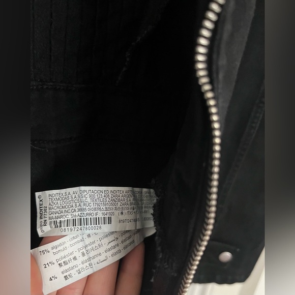 ZARA long sleeve black zip up denim jumpsuit Sz. S NWOT - Picture 8 of 14